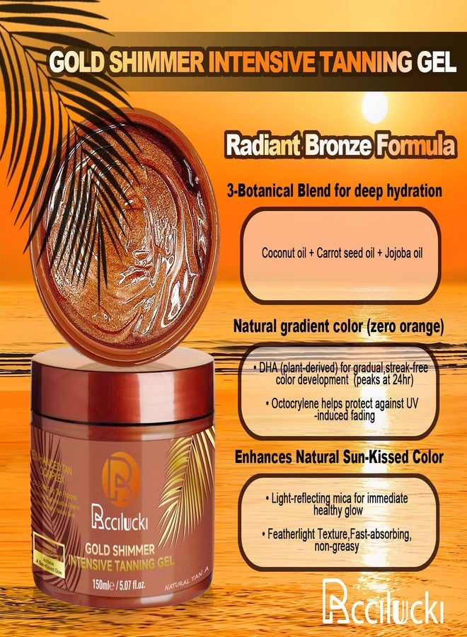 Rccilucki Golden Shimmer Tanning Gel-Browning Tan Accelerator-Hydrating Bronze Enhancer with Carrot & Coconut | Tanning Cream for Sun/Tanning Bed Use (5 Fl Oz) - Image 2